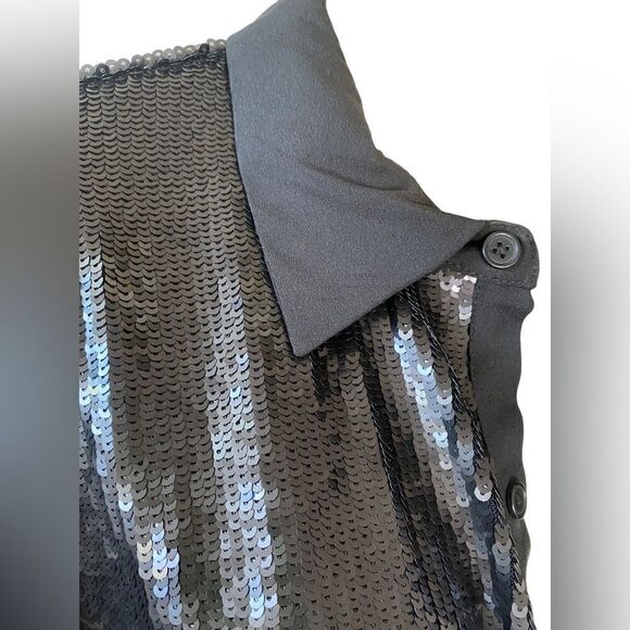 Size 1x NWT black, sequin shirt, jacket, Kahler, and cuffs, hidden button down - Picture 5 of 7